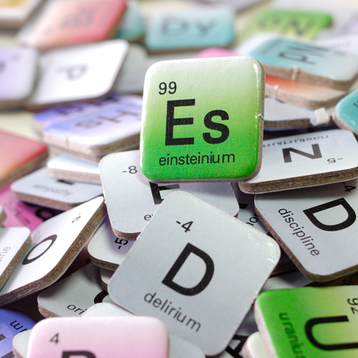 Elemensus - Word game based on the Periodic Table of Chemistry. Detail of the playing tiles. 